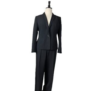 Kasper Women’s 2 Piece Pant Suit 1 Button Classic Notch Lapel Black Plus Size 16